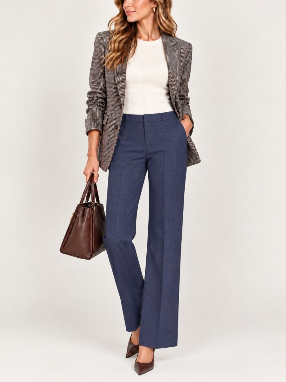 Banana Republic Logan Wool Blend Mid Rise Straight Leg Trouser Light Navy 6